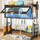 Kitchen Sink Dish Rack, Dust Proof Glass Lid With Multi Organizer