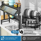 Kitchen Sink Dish Rack, Dust Proof Glass Lid With Multi Organizer