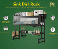 Kitchen Sink Dish Rack, Dust Proof Glass Lid With Multi Organizer