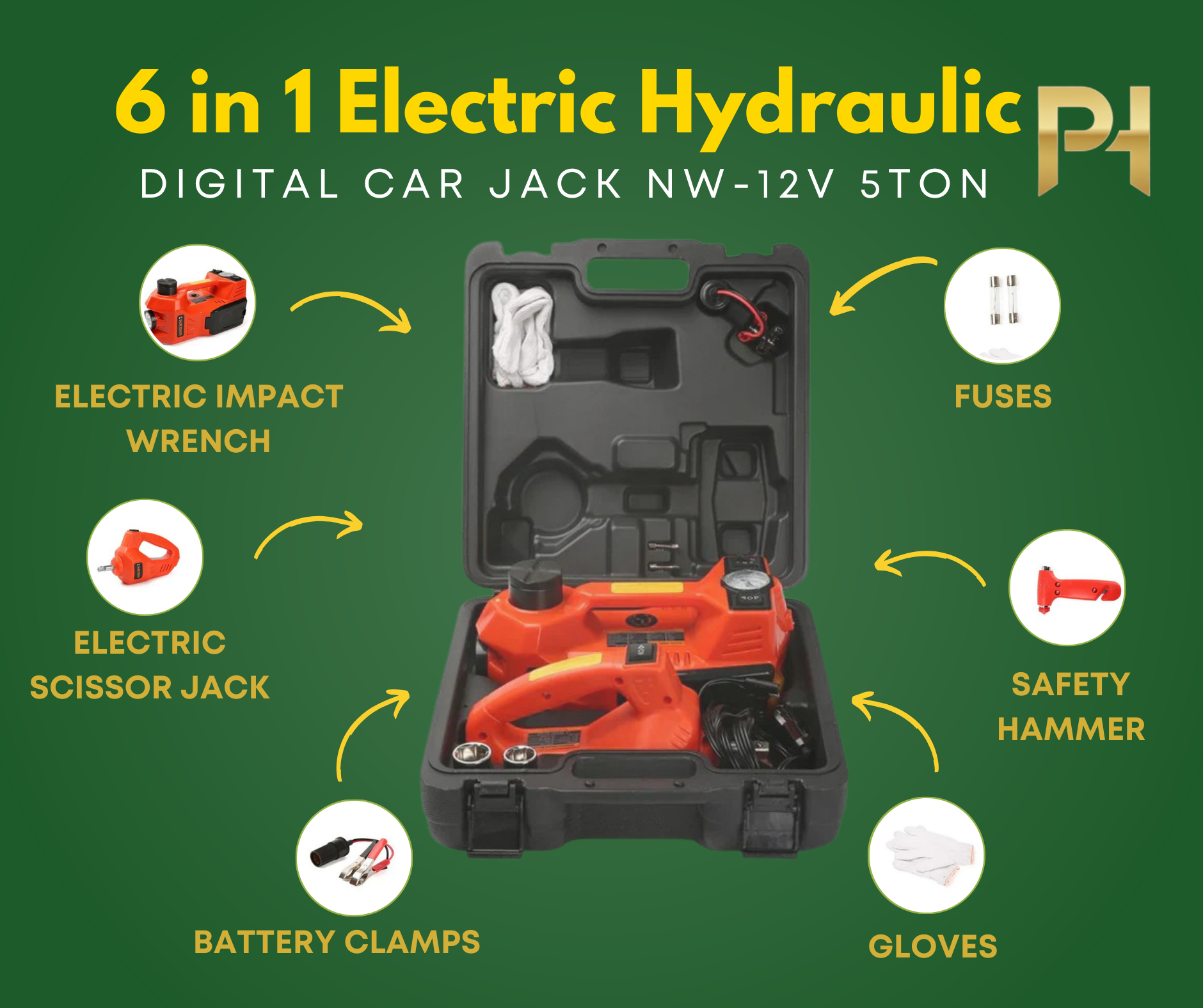 6 in 1 Electric Hydraulic Digital Car Jack NW-12V 5Ton